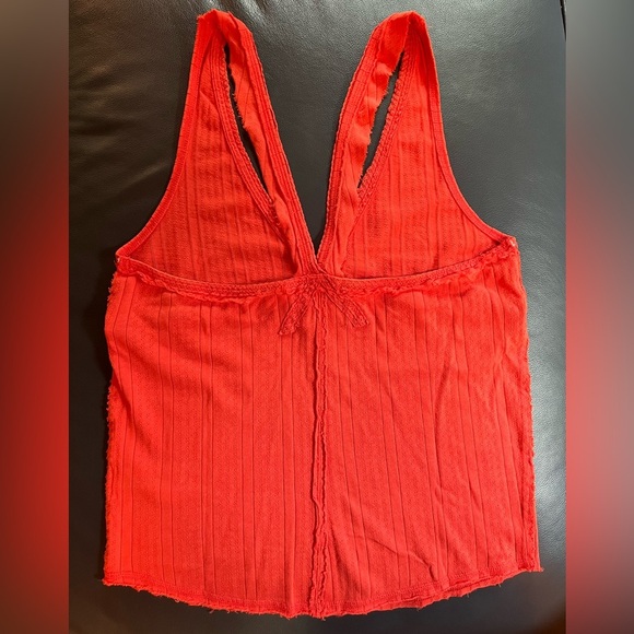 NEW We The Free by Free People High Risk Red Knit Lace Tank Top Size Large NWOT - Picture 7 of 9